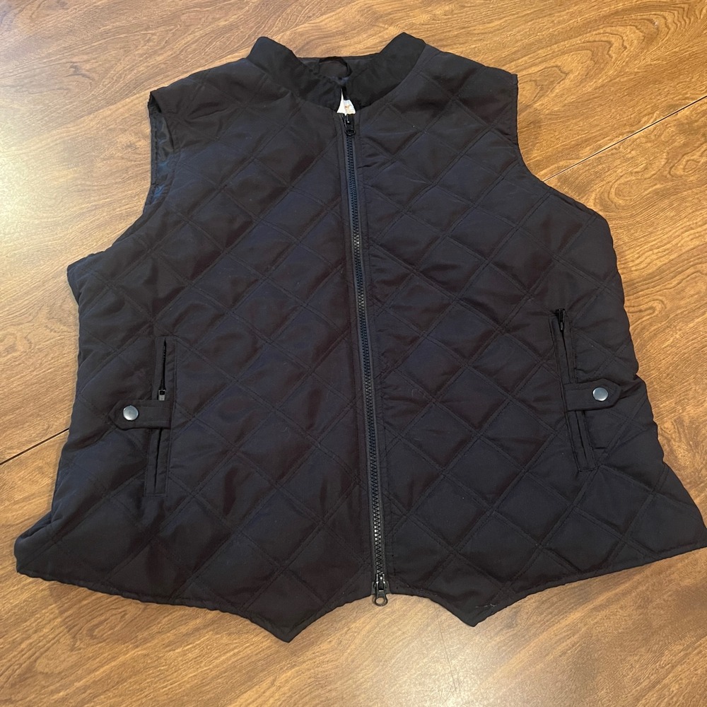 Back In The Saddle Womens Black Quilted Full Zip Equestrian‎ Vest XL 7002